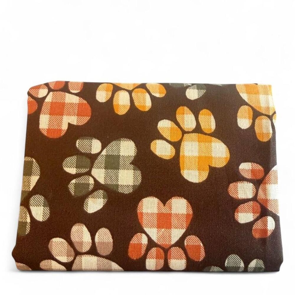 18” x 21” Buffalo Plaid Paw Print Hearts Cotton Fabric Fat Quarter